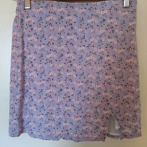 Pastel Purple Floral Mini Skirt